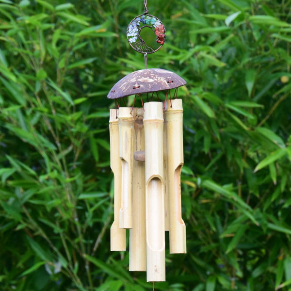 Carillons éoliens en bois de 30 po Grand carillon éolien en bambou  d'extérieur, 10 tubes sonores en bambou 60 cm Carillons éoliens pour  décoration extérieure/intérieure, artisanat fait main 