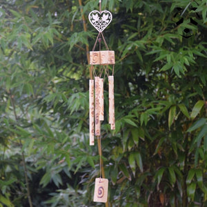 Relaxdays Carillon à vent en lot de 2, bambou et paille, intérieur et  extérieur, déco, jardin, HxD 67,5x13,5 cm, nature