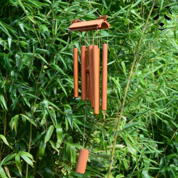 Carillon Papillon Bambou beige 5 Branches - Elément Bois